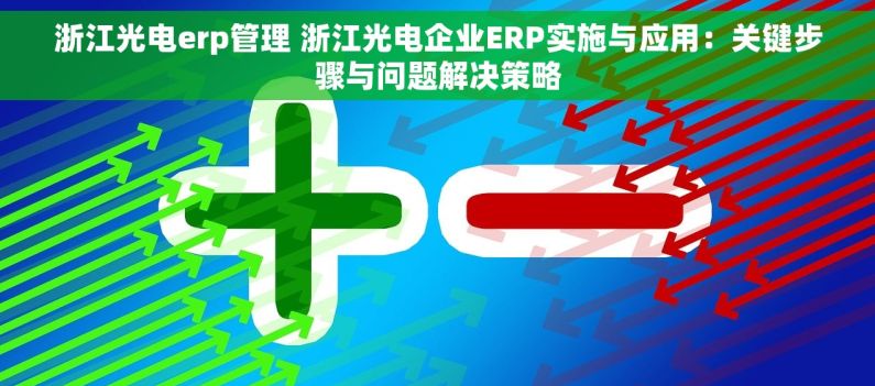 浙江光电erp管理 浙江光电企业ERP实施与应用：关键步骤与问题解决策略