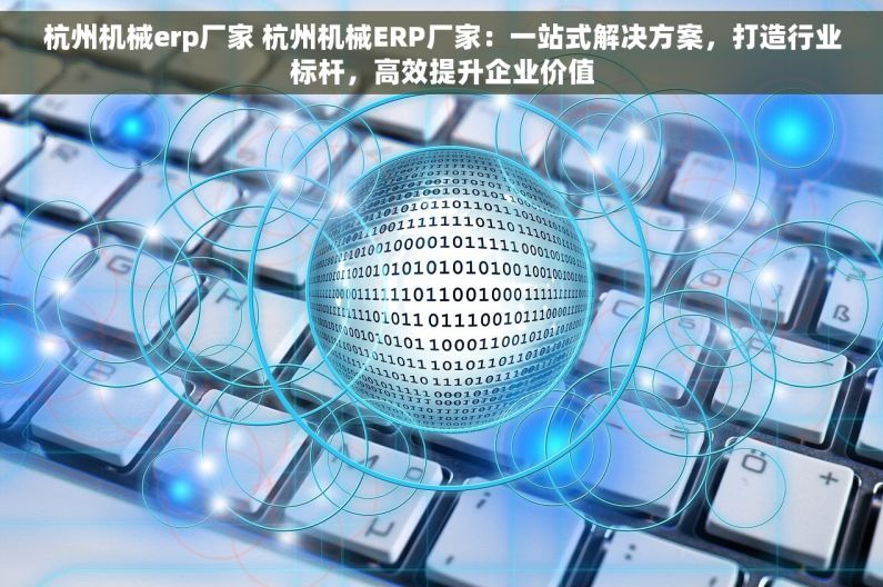 杭州机械erp厂家 杭州机械ERP厂家：一站式解决方案，打造行业标杆，高效提升企业价值