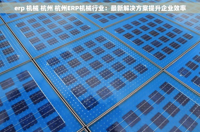 erp 机械 杭州 杭州ERP机械行业：最新解决方案提升企业效率
