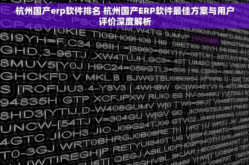 杭州国产erp软件排名 杭州国产ERP软件最佳方案与用户评价深度解析