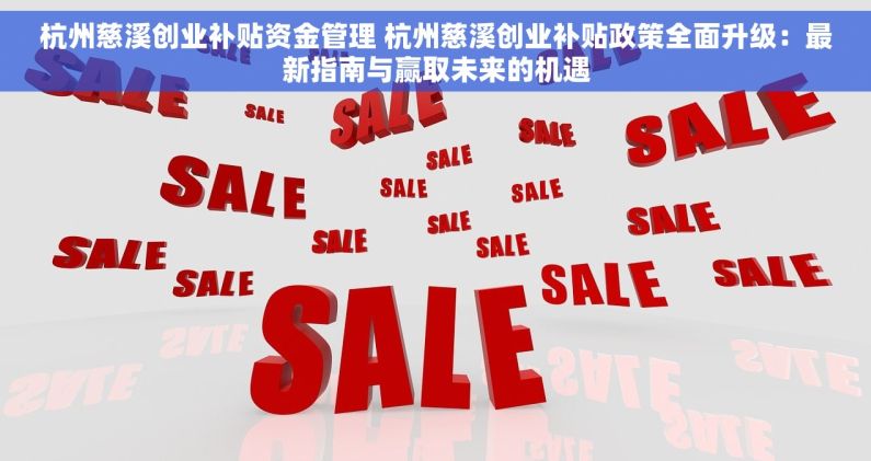 杭州慈溪创业补贴资金管理 杭州慈溪创业补贴政策全面升级：最新指南与赢取未来的机遇