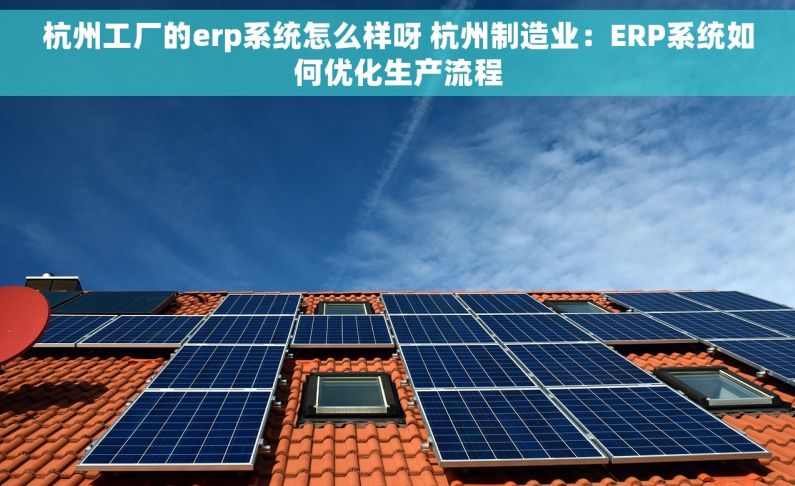 杭州工厂的erp系统怎么样呀 杭州制造业：ERP系统如何优化生产流程