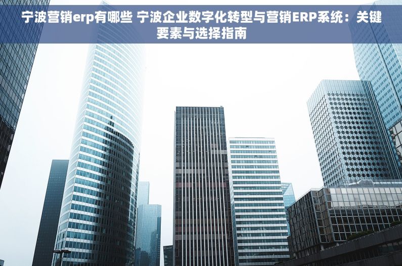 宁波营销erp有哪些 宁波企业数字化转型与营销ERP系统：关键要素与选择指南