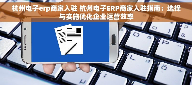 杭州电子erp商家入驻 杭州电子ERP商家入驻指南：选择与实施优化企业运营效率