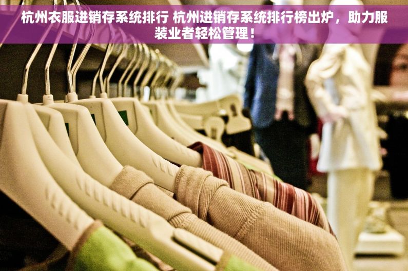 杭州衣服进销存系统排行 杭州进销存系统排行榜出炉，助力服装业者轻松管理！