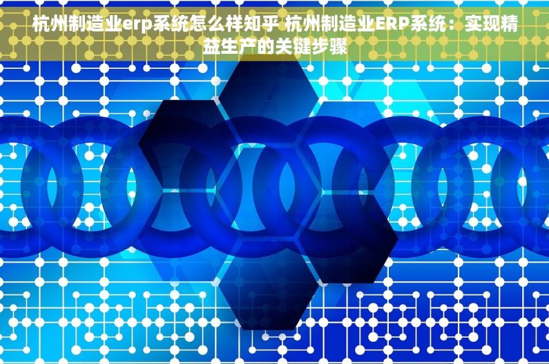 杭州制造业erp系统怎么样知乎 杭州制造业ERP系统：实现精益生产的关键步骤