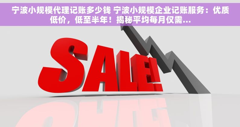 宁波小规模代理记账多少钱 宁波小规模企业记账服务：优质低价，低至半年！揭秘平均每月仅需...