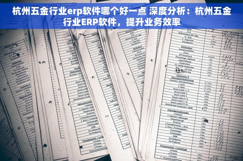 杭州五金行业erp软件哪个好一点 深度分析：杭州五金行业ERP软件，提升业务效率