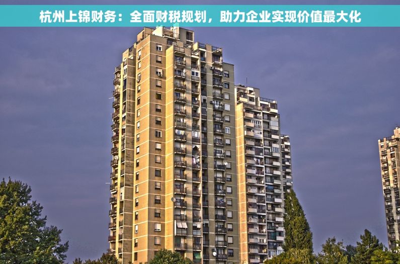 杭州上锦财务：全面财税规划，助力企业实现价值最大化
