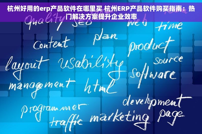 杭州好用的erp产品软件在哪里买 杭州ERP产品软件购买指南：热门解决方案提升企业效率