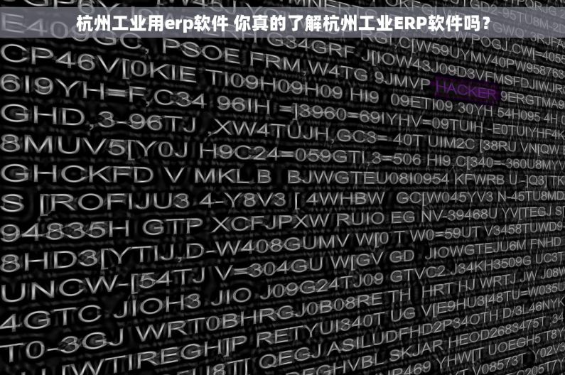 杭州工业用erp软件 你真的了解杭州工业ERP软件吗？