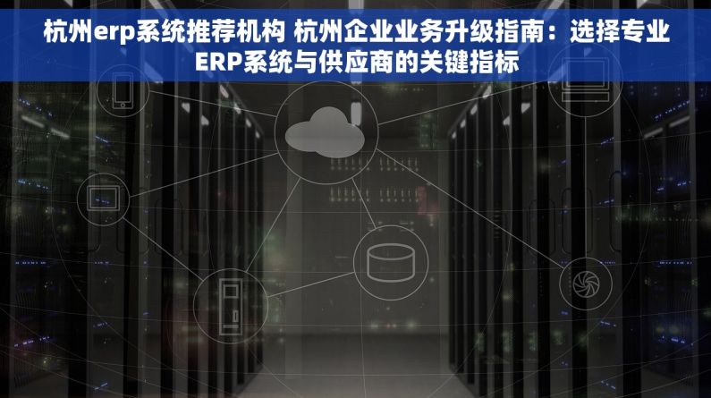 杭州erp系统推荐机构 杭州企业业务升级指南：选择专业ERP系统与供应商的关键指标