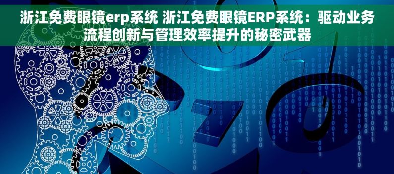 浙江免费眼镜erp系统 浙江免费眼镜ERP系统：驱动业务流程创新与管理效率提升的秘密武器