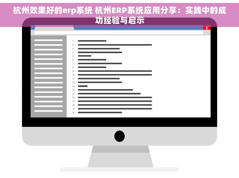 杭州效果好的erp系统 杭州ERP系统应用分享：实践中的成功经验与启示