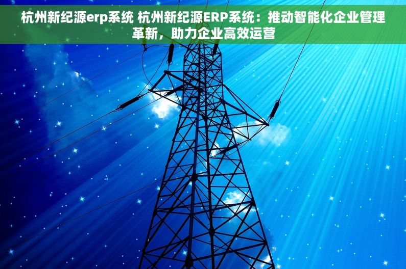 杭州新纪源erp系统 杭州新纪源ERP系统：推动智能化企业管理革新，助力企业高效运营