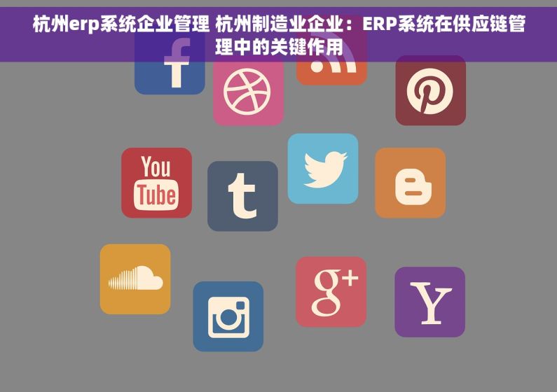 杭州erp系统企业管理 杭州制造业企业：ERP系统在供应链管理中的关键作用