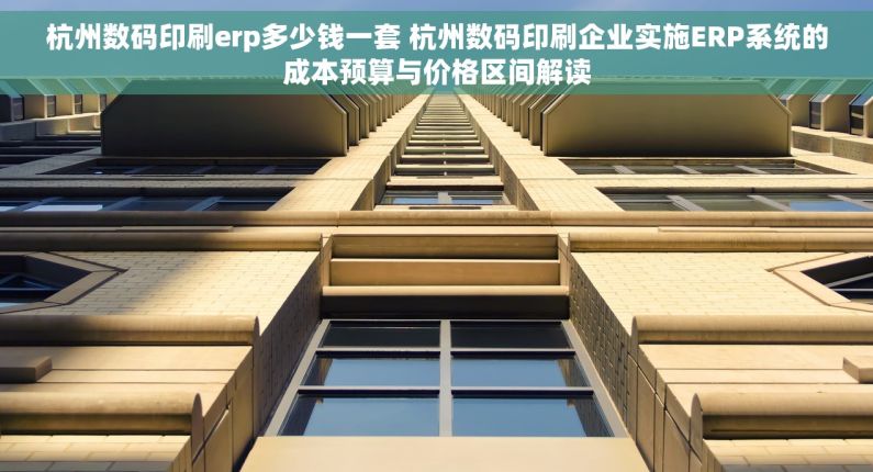 杭州数码印刷erp多少钱一套 杭州数码印刷企业实施ERP系统的成本预算与价格区间解读