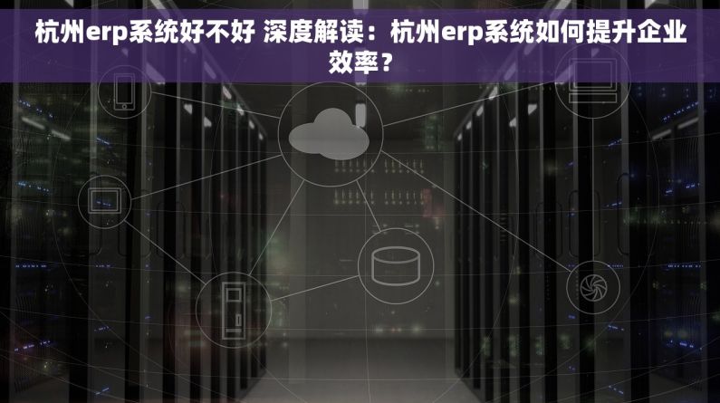杭州erp系统好不好 深度解读：杭州erp系统如何提升企业效率？
