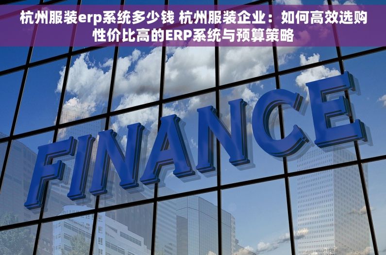 杭州服装erp系统多少钱 杭州服装企业：如何高效选购性价比高的ERP系统与预算策略