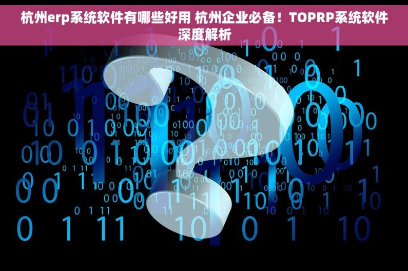 杭州erp系统软件有哪些好用 杭州企业必备！TOPRP系统软件深度解析