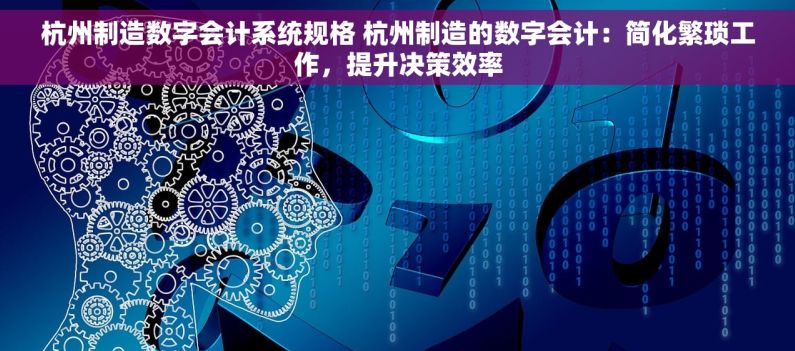 杭州制造数字会计系统规格 杭州制造的数字会计：简化繁琐工作，提升决策效率