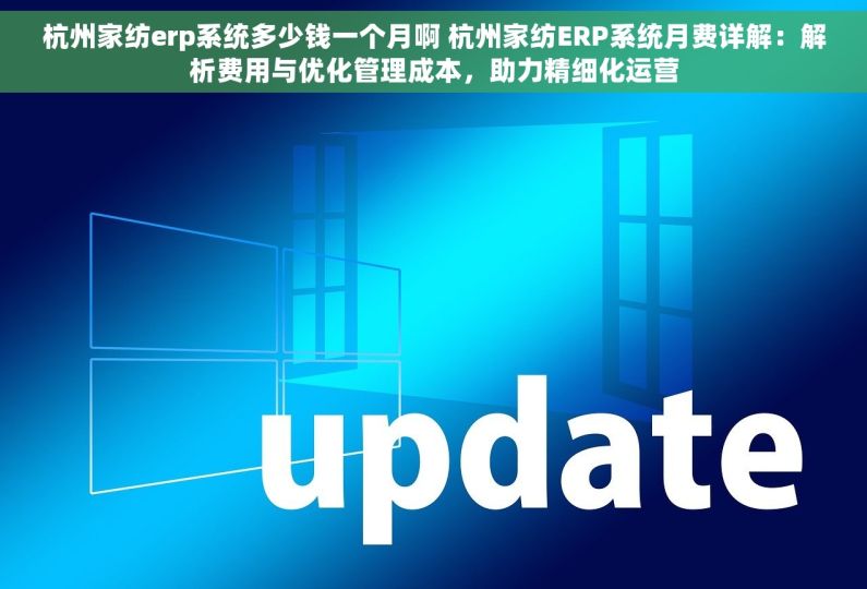 杭州家纺erp系统多少钱一个月啊 杭州家纺ERP系统月费详解：解析费用与优化管理成本，助力精细化运营
