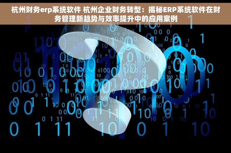 杭州财务erp系统软件 杭州企业财务转型：揭秘ERP系统软件在财务管理新趋势与效率提升中的应用案例