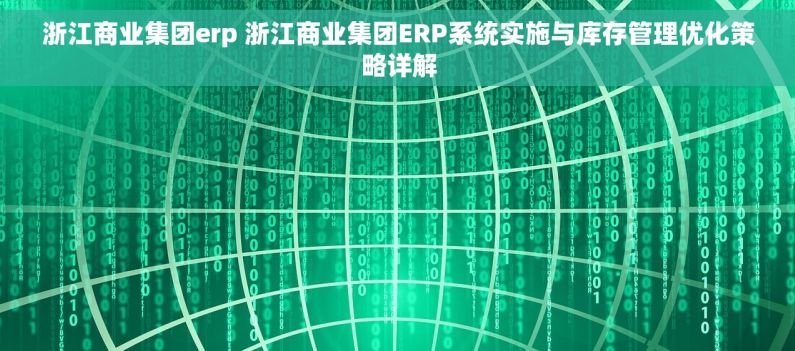 浙江商业集团erp 浙江商业集团ERP系统实施与库存管理优化策略详解