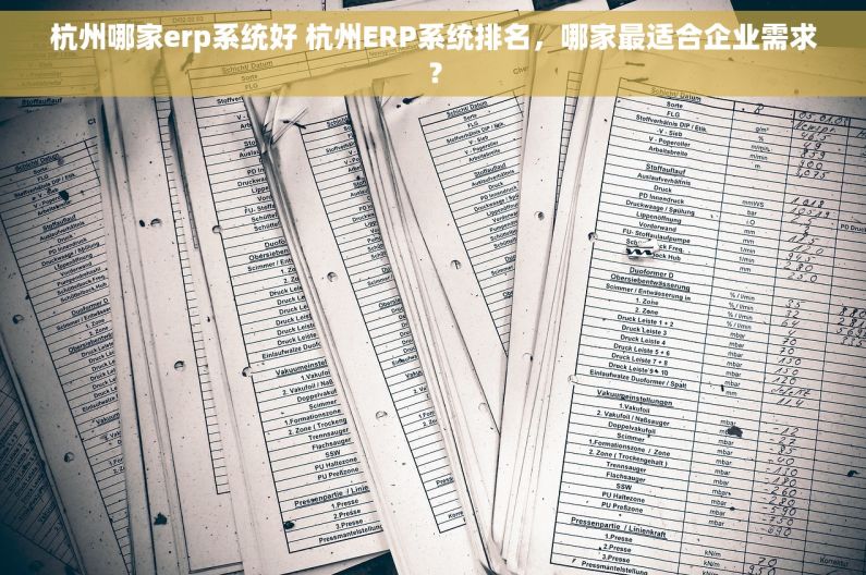 杭州哪家erp系统好 杭州ERP系统排名，哪家最适合企业需求？
