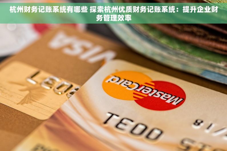 杭州财务记账系统有哪些 探索杭州优质财务记账系统：提升企业财务管理效率