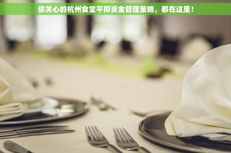 你关心的杭州食堂平抑资金管理策略，都在这里！