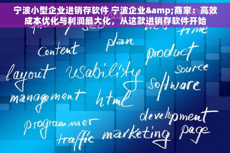 宁波小型企业进销存软件 宁波企业&商家：高效成本优化与利润最大化，从这款进销存软件开始