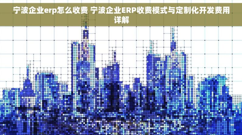 宁波企业erp怎么收费 宁波企业ERP收费模式与定制化开发费用详解