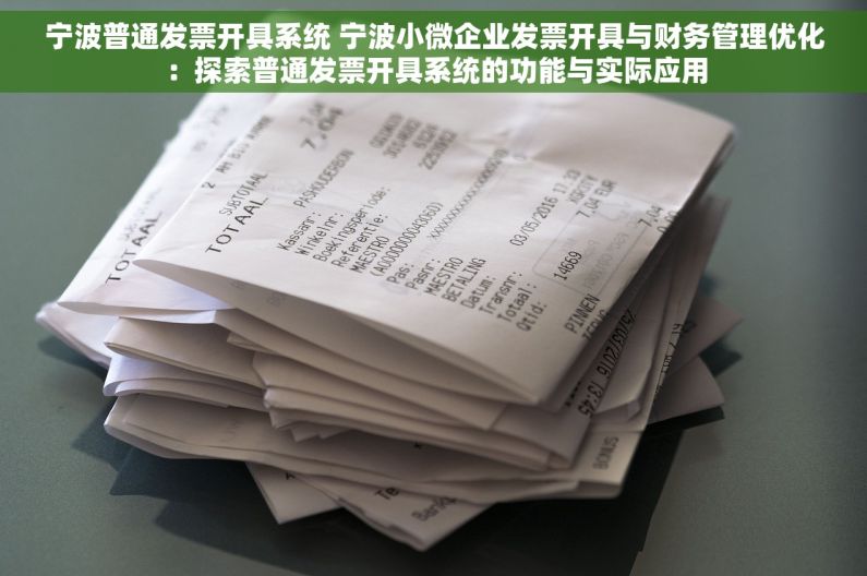 宁波普通发票开具系统 宁波小微企业发票开具与财务管理优化：探索普通发票开具系统的功能与实际应用