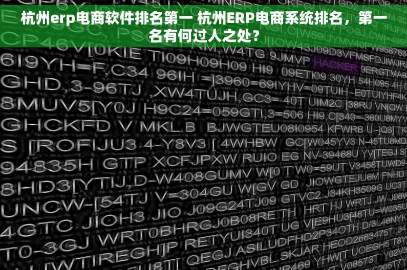 杭州erp电商软件排名第一 杭州ERP电商系统排名，第一名有何过人之处？