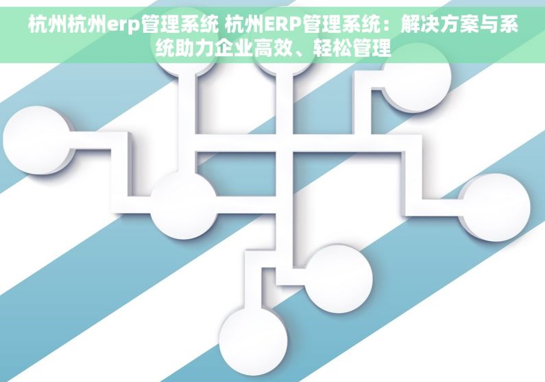 杭州杭州erp管理系统 杭州ERP管理系统：解决方案与系统助力企业高效、轻松管理