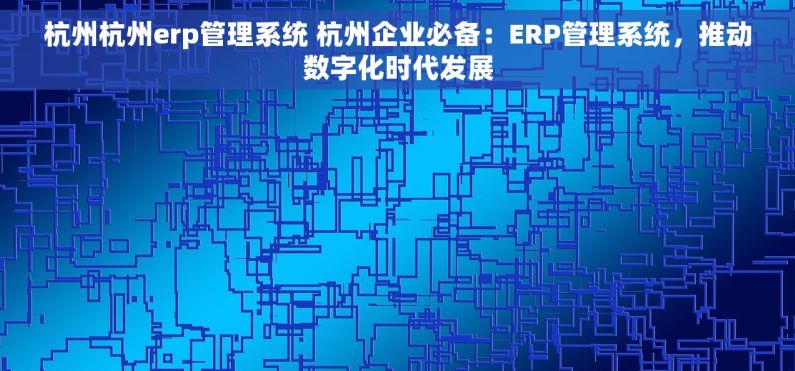 杭州杭州erp管理系统 杭州企业必备：ERP管理系统，推动数字化时代发展