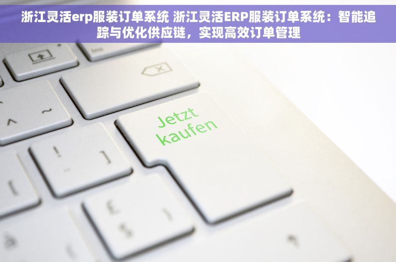 浙江灵活erp服装订单系统 浙江灵活ERP服装订单系统：智能追踪与优化供应链，实现高效订单管理