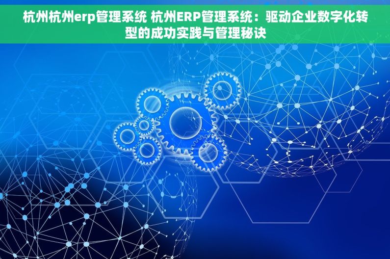 杭州杭州erp管理系统 杭州ERP管理系统：驱动企业数字化转型的成功实践与管理秘诀
