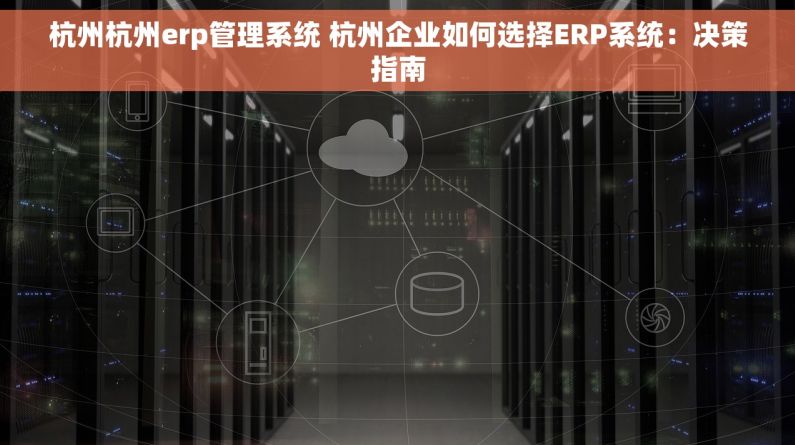杭州杭州erp管理系统 杭州企业如何选择ERP系统：决策指南