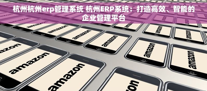 杭州杭州erp管理系统 杭州ERP系统：打造高效、智能的企业管理平台
