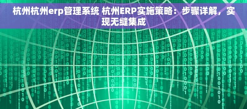 杭州杭州erp管理系统 杭州ERP实施策略：步骤详解，实现无缝集成