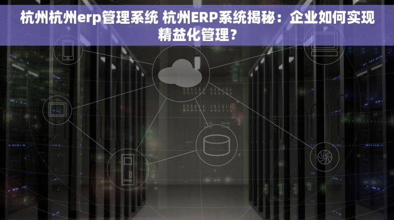 杭州杭州erp管理系统 杭州ERP系统揭秘：企业如何实现精益化管理？