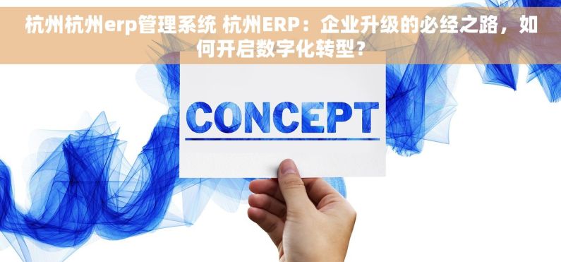 杭州杭州erp管理系统 杭州ERP：企业升级的必经之路，如何开启数字化转型？