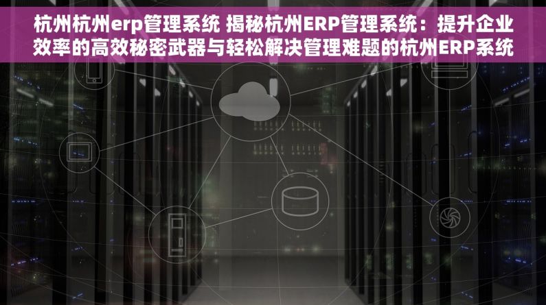 杭州杭州erp管理系统 揭秘杭州ERP管理系统：提升企业效率的高效秘密武器与轻松解决管理难题的杭州ERP系统全面解析