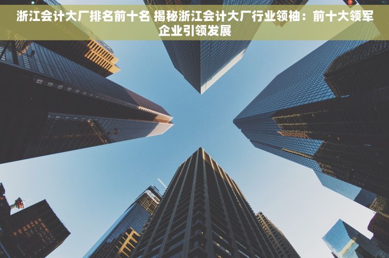 浙江会计大厂排名前十名 揭秘浙江会计大厂行业领袖：前十大领军企业引领发展