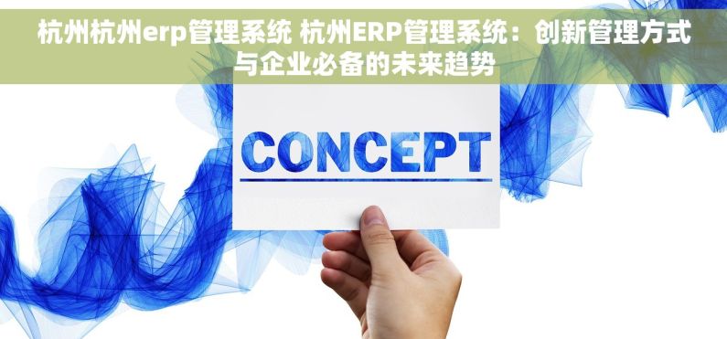 杭州杭州erp管理系统 杭州ERP管理系统：创新管理方式与企业必备的未来趋势