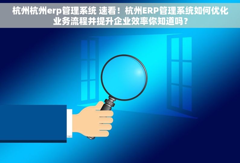 杭州杭州erp管理系统 速看！杭州ERP管理系统如何优化业务流程并提升企业效率你知道吗？
