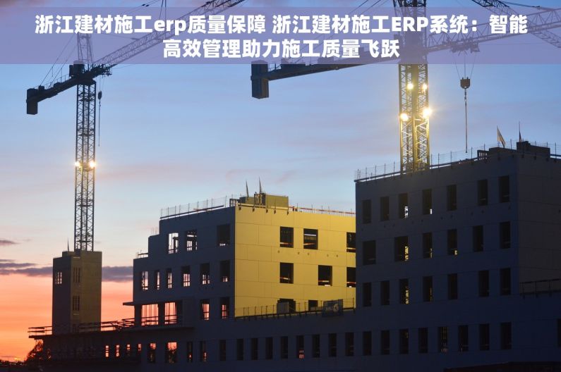 浙江建材施工erp质量保障 浙江建材施工ERP系统：智能高效管理助力施工质量飞跃