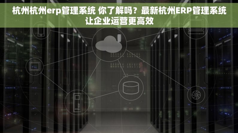 杭州杭州erp管理系统 你了解吗？最新杭州ERP管理系统让企业运营更高效